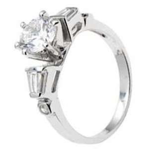  Engagement Ring With Round Cubic Zirconia in 6 Prong Setting Jewelry