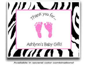 10 ZEBRA Baby Shower Thank You notes cards 8 COLORS  