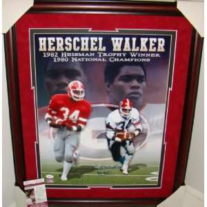  New Herschel Walker SIGNED CHERRY Framed 16X20 JSA Sports 