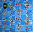 NEW ~2.2 YARD TOM & JERRY SQUARE DOT HAPPY BLUE FABRIC