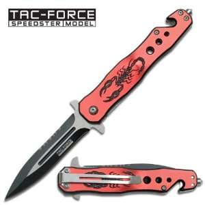  Scorpion Stiletto Style Spring Assisted Knife   Red 