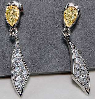 Yellow Topaz,White Topaz & 925 Solid sterling silver Earrings 