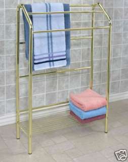 Polished Brass Plated Steel Towel Rack Stand 32 x 23  