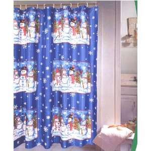  Christmas Snowman Fabric Shower Curtain