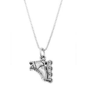    Sterling Silver Double Sided Inline Skate Necklace Jewelry