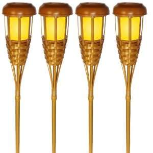  Adamax TIKILED2 Solar Flickering Tiki Torches, 4 Pack 