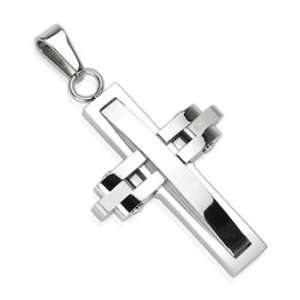  Spikes 316L Stainless Steel Moving Cross Pendant Jewelry