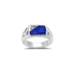    0.03 CT FANCY LAPIS SQUARE PATTERN SHANK MENS RING 8.0 Jewelry