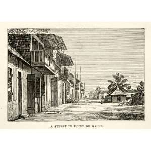  1881 Print Street Scene Cityscape Point de Galle Sri Lanka 