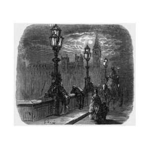  Strollers on the Embankment at Westminster Stretched 
