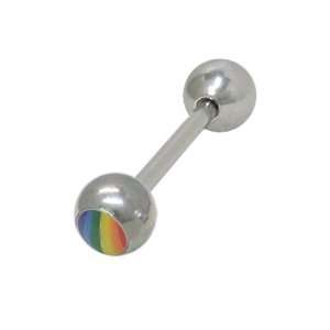 Rainbow Logo Surgical Steel Barbell Tongue Ring Jewelry