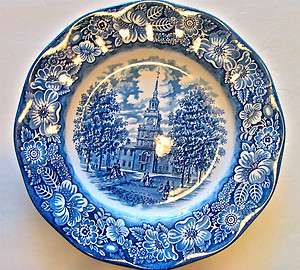   BLUE STAFFORDSHIRE IRONSTONE DINNER PLATES BLUE WHITE COLONIAL SCENES