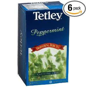 Tetley Peppermint Drawstring Herb Tea, Caffeine Free, 20 Count Tea 
