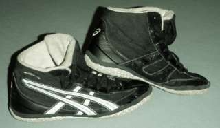 Rare ASICS FUERTE Mid Ankle Wrestling Shoes MENS 12 Black White JY503 