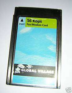 Global Village PCMCIA 56k Modem PC Card A956 + Cable  