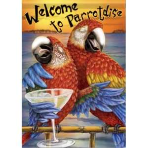  Tropical Welcome to Parrot Dise Double Sided Garden Flag 