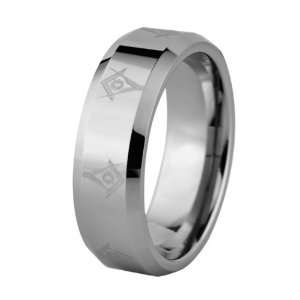  Masonic Symbol Solid Tungsten Carbide Wedding Band Engagement Ring 