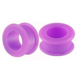 Purple Implant grade silicone Double Flared Flare Tunnels Ear Gauge 