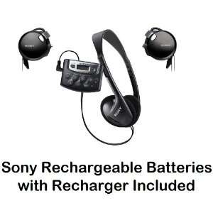   Ear Adjustable Clip on Headphones & Sony Rechargeable Batteries with