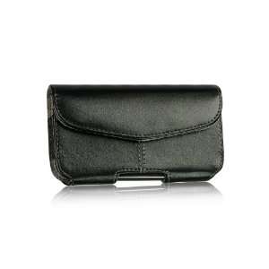 Premium Executive VELCRO Black Horizontal Leather Belt Clip Pouch Case 