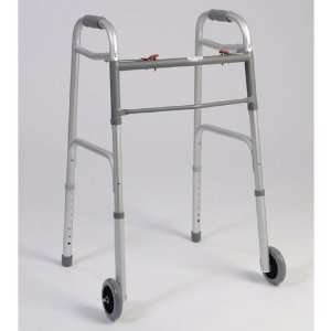  Dual Button Folding Walker With Wheels Health & Personal 