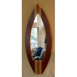    Surfboard Surf Shaped Wood Wall Mount Glass Mirror