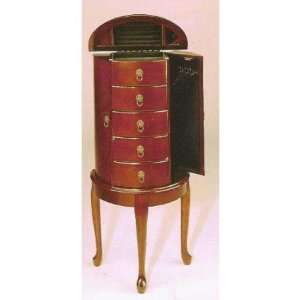    Cherry finish rounded front jewelry armoire chest